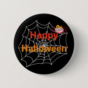 Badge Rond 5 Cm Drôle Spider sur le web d'Halloween