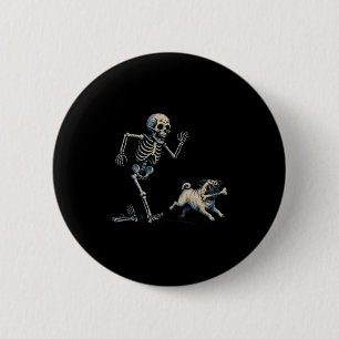 Badge Rond 5 Cm Drôle Squelette Chasse Carlin Halloween Chien Mama