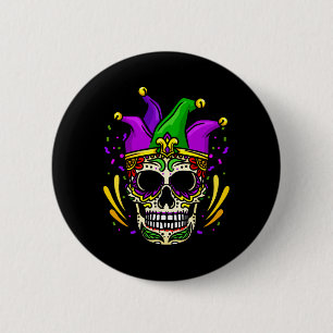 Badge Rond 5 Cm Drôle Sugar Crâne Mardi Gras Fête Vêtements Hommes