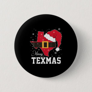 Badge Rond 5 Cm Drôle Texas Joyeux Texmas Noël Etat Santa Hat