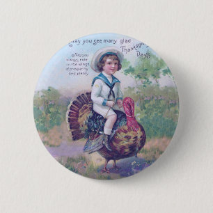 Badge Rond 5 Cm Drôle Thanksgiving Turquie