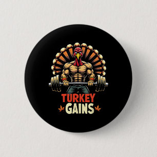 Badge Rond 5 Cm Drôle Thanksgiving Turquie gagne Motivation Gym Wo