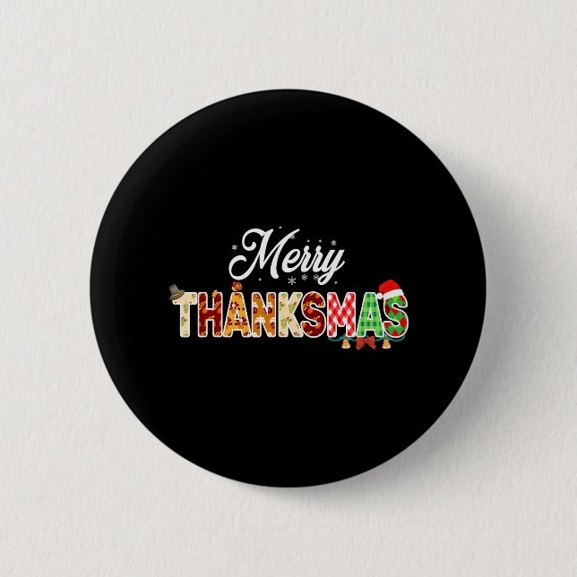 Badge Rond 5 Cm Drôle Thanksmas 2022 Joyeux Thanksmas Thanksgiving (Devant)