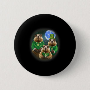 Badge Rond 5 Cm Drôle Trois Marmotte Lune 3 Tête de Marmotte St Pa