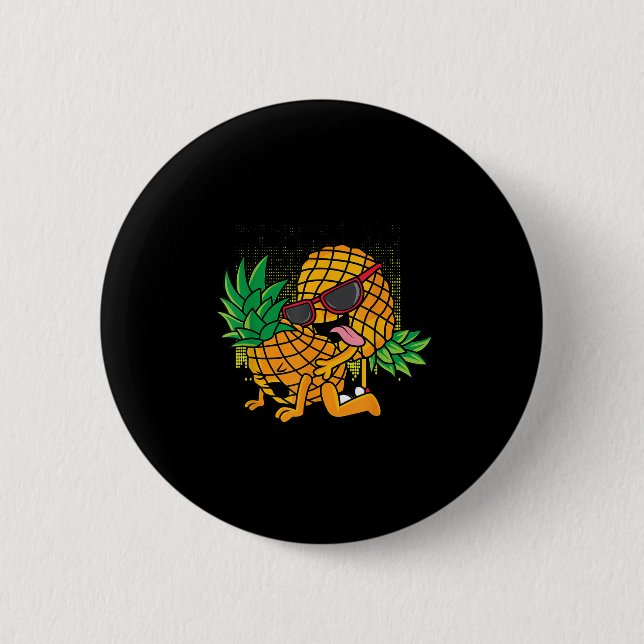Badge Rond 5 Cm Drôle Tropical Fruit Humour Apparel, Co. Upside Do (Devant)