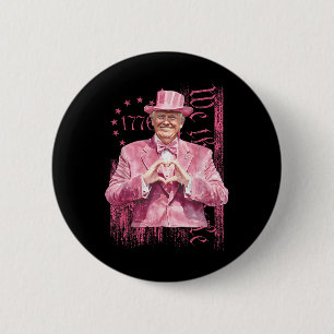 Badge Rond 5 Cm Drôle Trump 45 47 Président Coeur forme rose