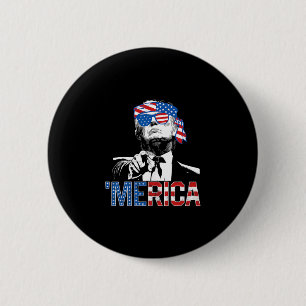 Badge Rond 5 Cm Drôle Trump 4 Juillet Merica Drapeau Américain Lun
