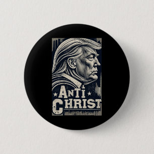 Badge Rond 5 Cm Drôle Trump Anti Christ Jésus foi chrétienne Tee