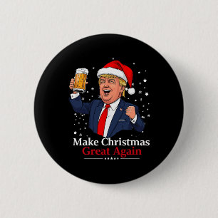 Badge Rond 5 Cm Drôle Trump Boire Bière Faire Noël 2024 Grea