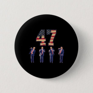 Badge Rond 5 Cm Drôle Trump Danser l'Amérique 47 Trump Danser Homm