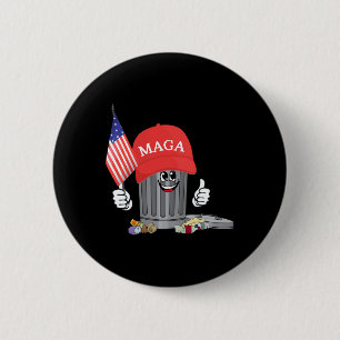 Badge Rond 5 Cm Drôle Trump Mega Cartoon Poubelle Drapeau Américai