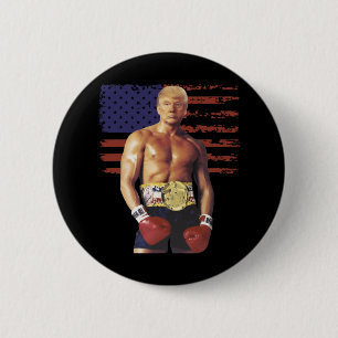 Badge Rond 5 Cm Drôle Trump Rocky Boxer Meme Boxer Us Flag Patrio