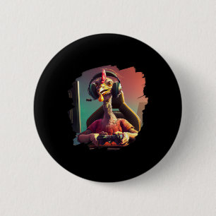 Badge Rond 5 Cm Drôle Turquie jeu vidéo Joueur Thanksgiving Turqui