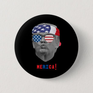 Badge Rond 5 Cm Drôle Vintage Trump Pucker Face Merica Usa Drapeau