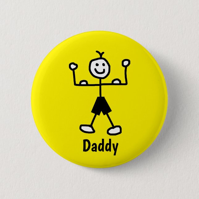 Badge Rond 5 Cm Drôle Yellow Strong Man Daddy Fête des pères de de (Devant)