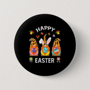 Badge Rond 5 Cm Drôles de trois gnomes lapin tenant un œuf heureux