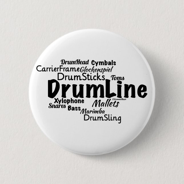 Badge Rond 5 Cm Drumline Word Cloud Texte noir (Devant)