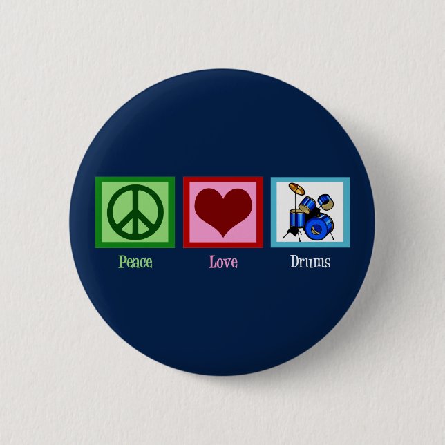 Badge Rond 5 Cm Drummer Bleu Cool de Peace Love (Devant)