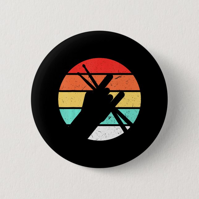 Badge Rond 5 Cm Drummer Homme Percussion Lover Kit tambour (Devant)