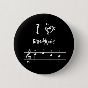 Badge Rond 5 Cm dsch, treblebassheart, I, musique d'Emo