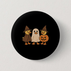 Badge Rond 5 Cm Duck Boo Drôle Éffrayant Halloween Cute Trio Ghost