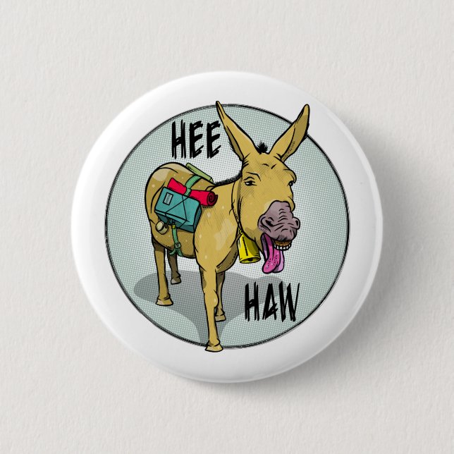 BADGE ROND 5 CM DUNNY CARTOON DONKEY HEE HAW (Devant)