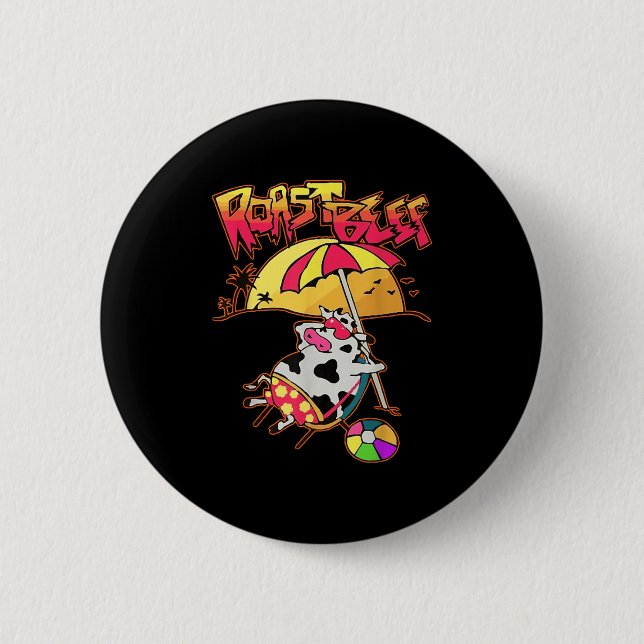Badge Rond 5 Cm Dustin Love Roast Beef Beach Cow Tv Parod (Devant)