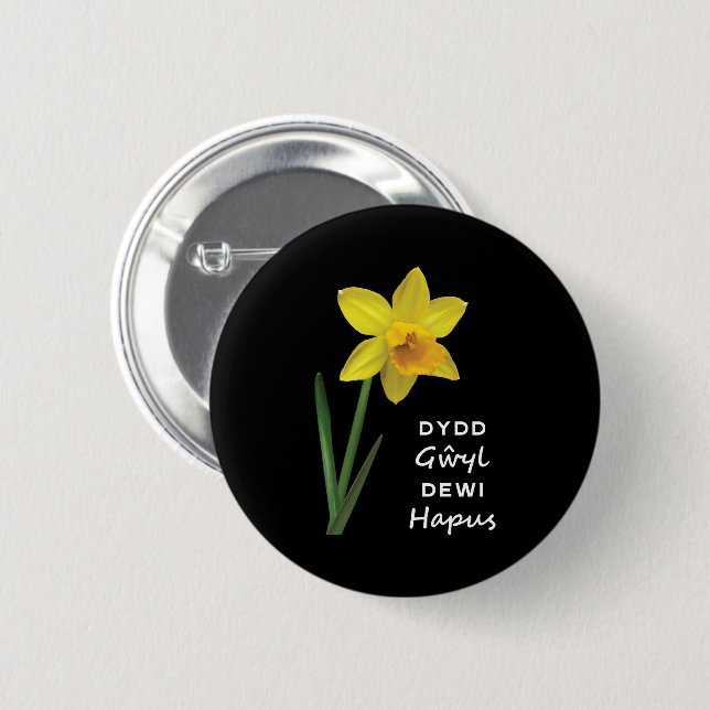 Badge Rond 5 Cm Dydd Giles Dewi Hapus Joyeux St David's Day (Devant & derrière)