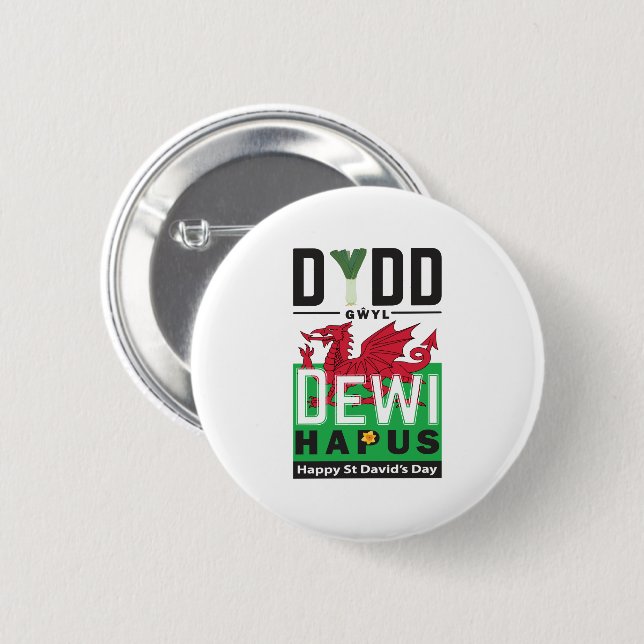 Badge Rond 5 Cm Dydd Giles Dewi Hapus Joyeux St Davids Jour 6 (Devant & derrière)