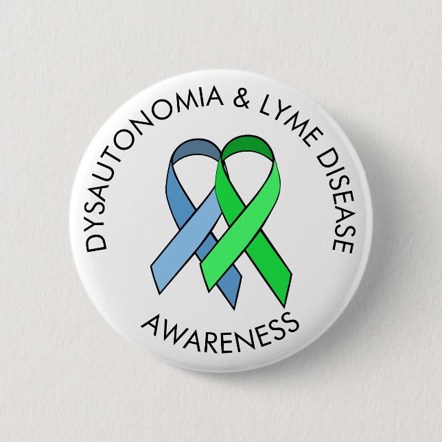 Badge Rond 5 Cm Dysautonomia and Lyme Disease Awareness Ribbon Pin (Devant)