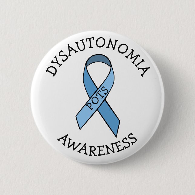 Badge Rond 5 Cm Dysautonomia Bleu Sensibilisation Ruban Pin (Devant)