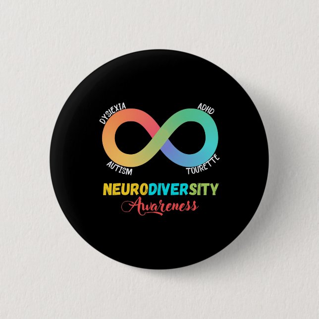 Badge Rond 5 Cm Dyslexie autiste Tourette Neurodiversité Sensibili (Devant)