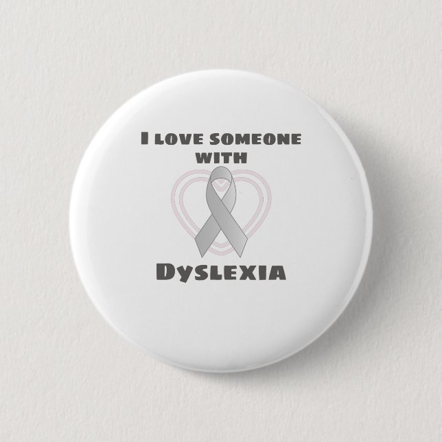 Badge Rond 5 Cm Dyslexie Sensibilisation J'Aime Quelqu'Un Avec Dys (Devant)