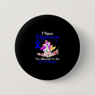 Badge Rond 5 Cm Dystonia Sensibilisation Funny Unicorn Ami Famille