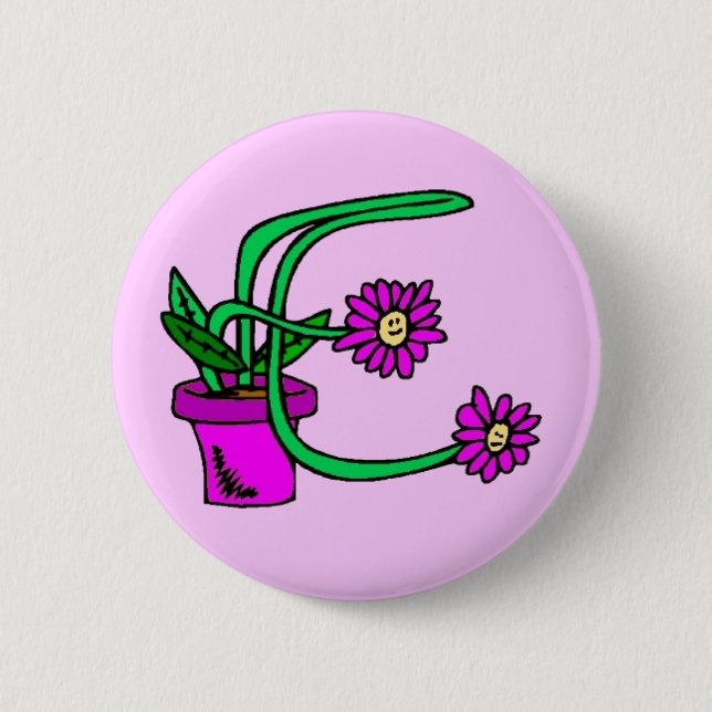 Badge Rond 5 Cm E - Bouton Monogramme Fleurs (Devant)