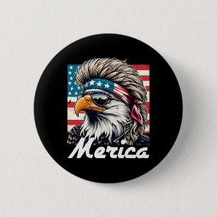 Badge Rond 5 Cm Eagle Mullet Sungles Merica 4 juillet Amérique