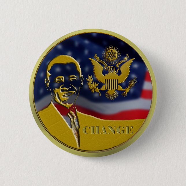 Badge Rond 5 Cm Eagle, Obama, changement - customisé (Devant)