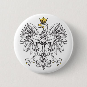 Badge Rond 5 Cm Eagle polonais avec la couronne d'or