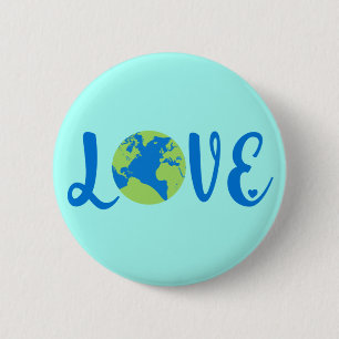 Badge Rond 5 Cm Earth Love Changement climatique De l'environnemen