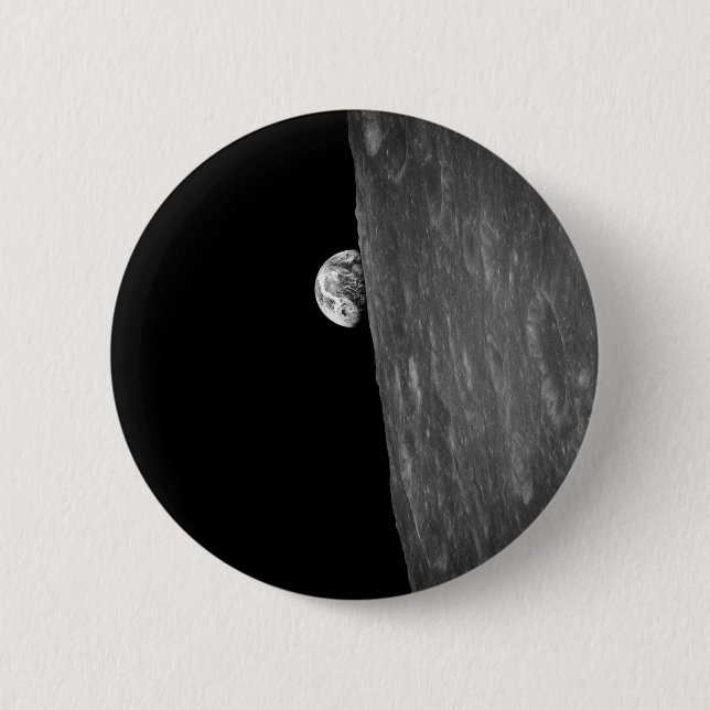 Badge Rond 5 Cm "Earth-Rise", première photo de l'espace (Devant)