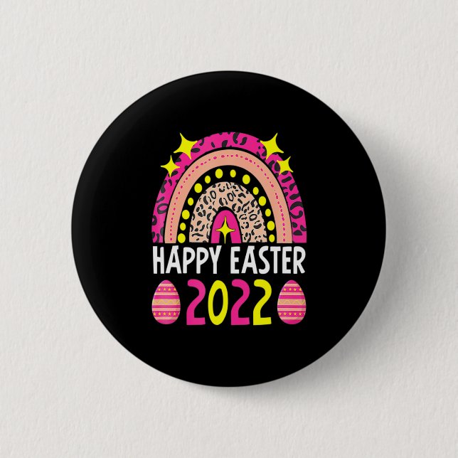 Badge Rond 5 Cm Easter 2022 rainbow cute happy easter 2022 women  (Devant)