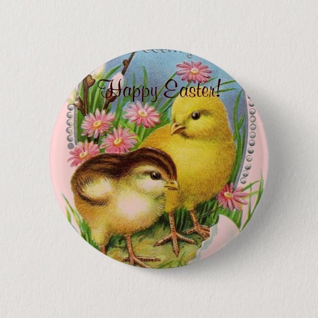 Badge Rond 5 Cm Easter Chicks - Happy Easter! Pin (Devant)