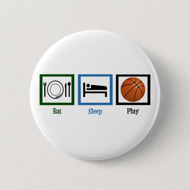Badge Rond 5 Cm Eat Sleep Jouer Au Basket (Devant)