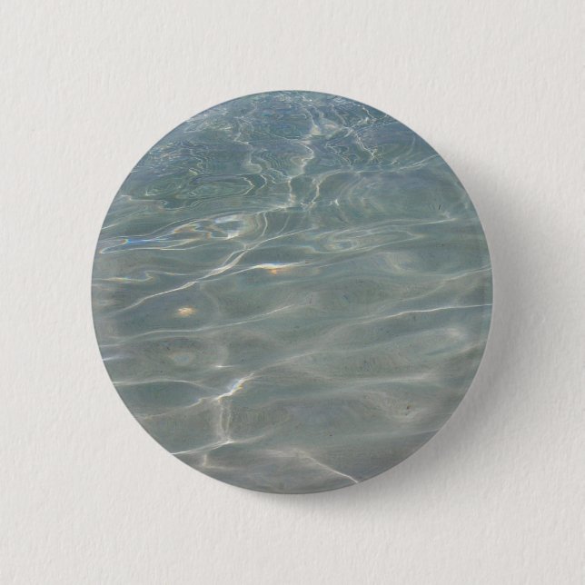 Badge Rond 5 Cm Eau des Caraïbes Bleu Abstrait Nature (Devant)