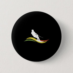 Badge Rond 5 Cm Eau Rétro Ski Ski Waterski Waterskiing Vagues