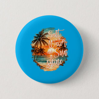 Badge Rond 5 Cm Eau salée et coucher de soleil sur la plage famili