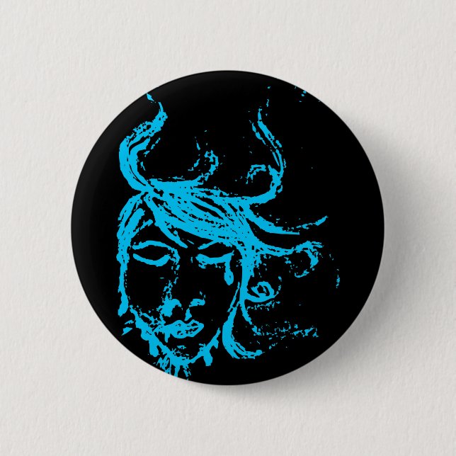 Badge Rond 5 Cm eaux bleues (Devant)