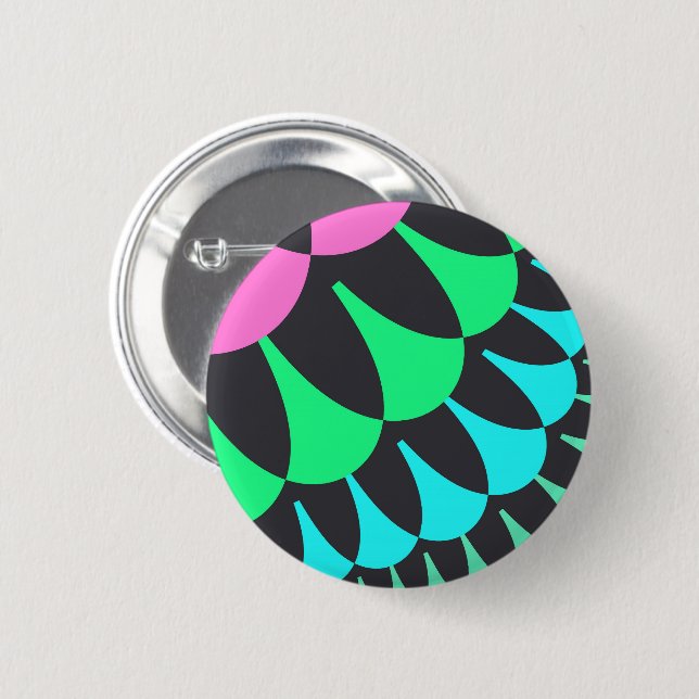Badge Rond 5 Cm Écales bleu clair et vert (Devant & derrière)