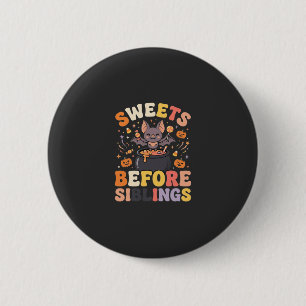 Badge Rond 5 Cm Échange de bonbons d'Halloween entre frères et sœu