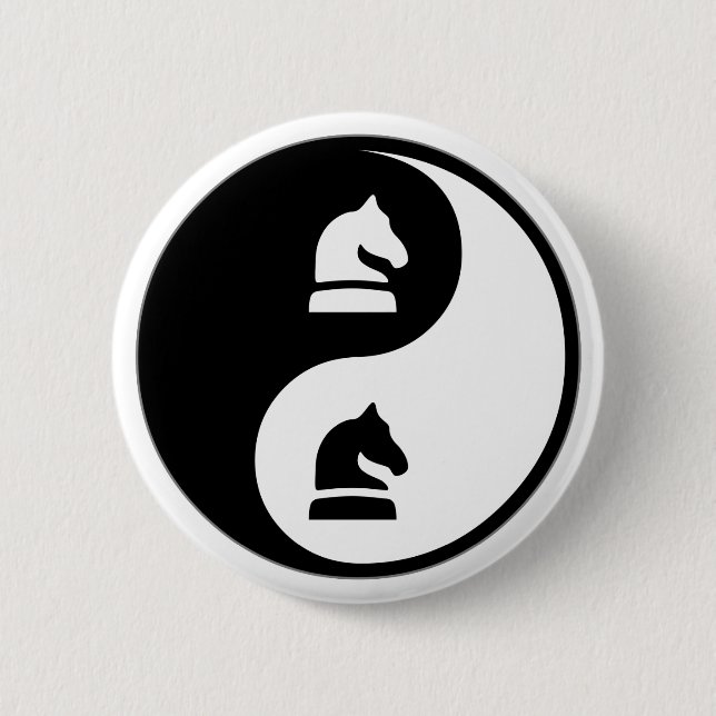 Badge Rond 5 Cm Échecs de Yin Yang (Devant)